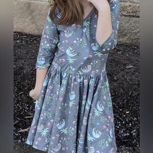 Gray Sloth Print Kids Dress